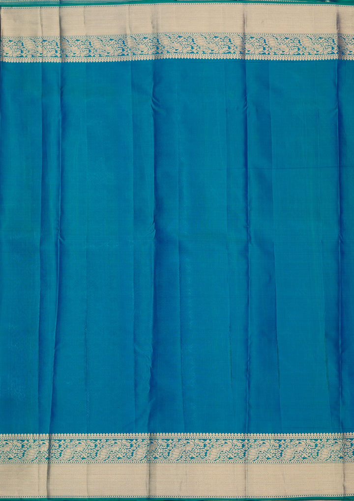 Peacock Green Zariwork Pure Silk Saree-Koskii