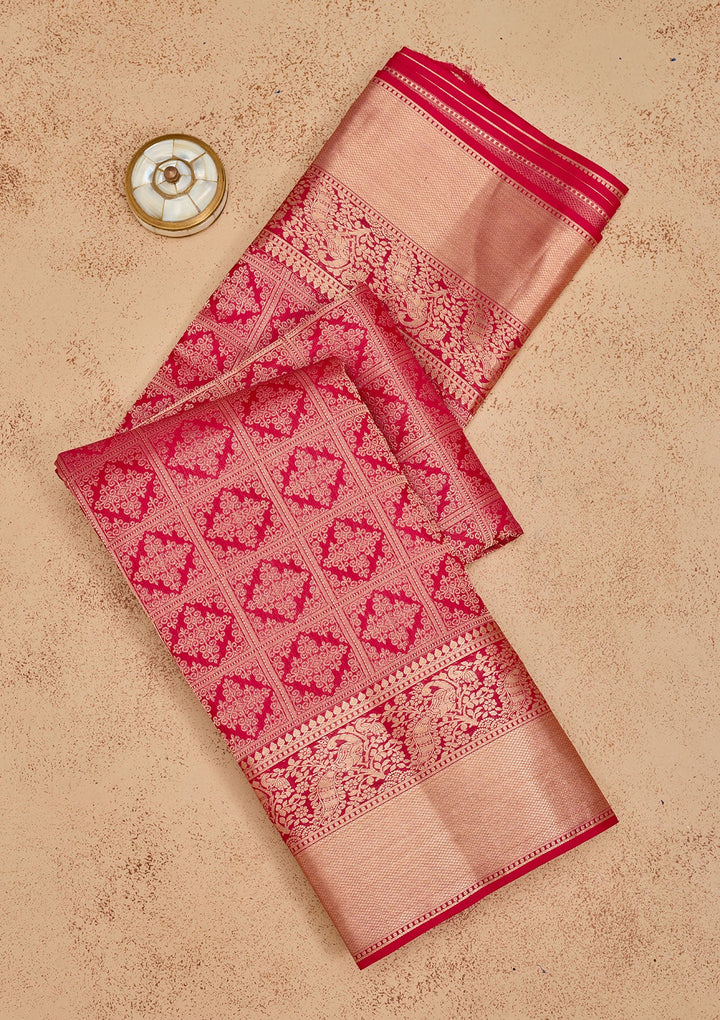 Pink Zariwork Pure Silk Saree-Koskii