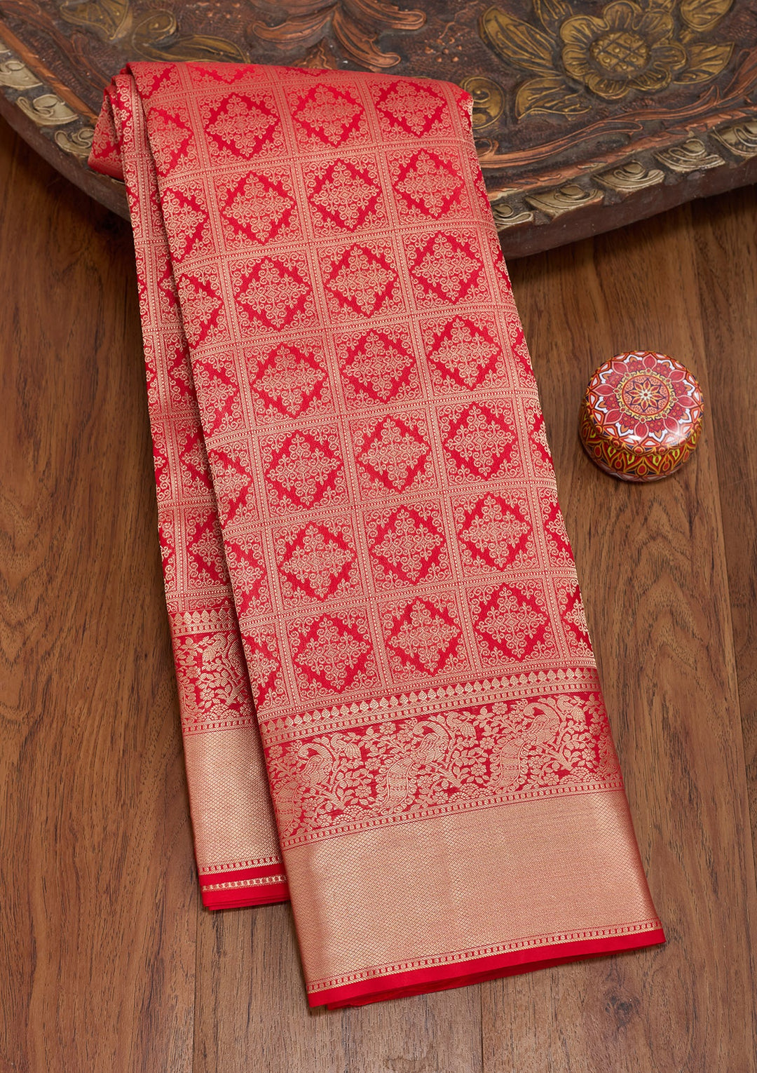 Red Zariwork Pure Silk Saree