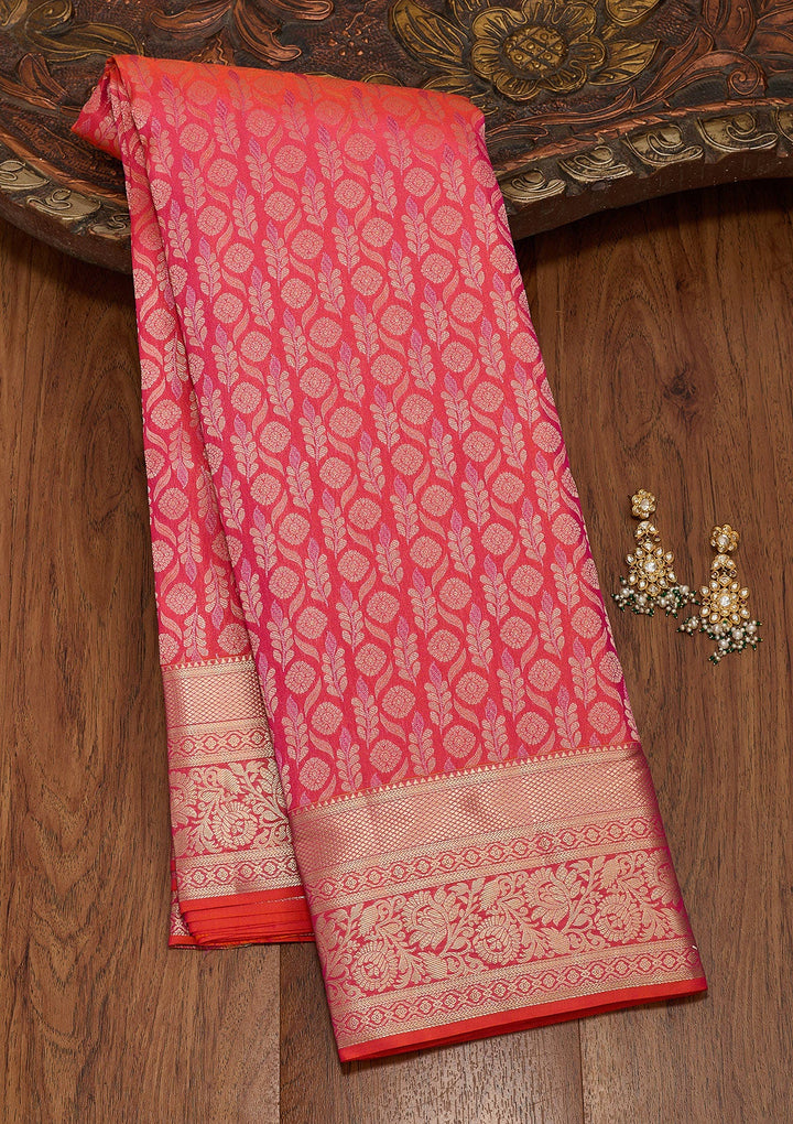 Orange Zariwork Pure Silk Silk_Saree-koskii