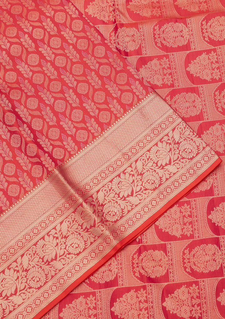 Orange Zariwork Pure Silk Silk_Saree-koskii