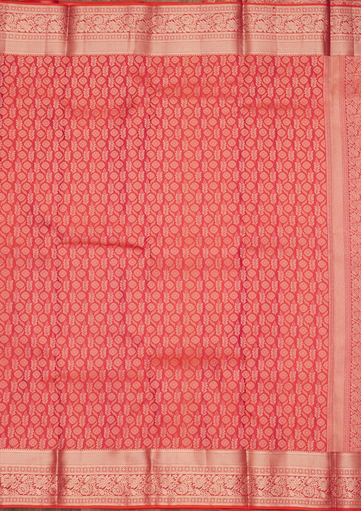 Orange Zariwork Pure Silk Silk_Saree-koskii