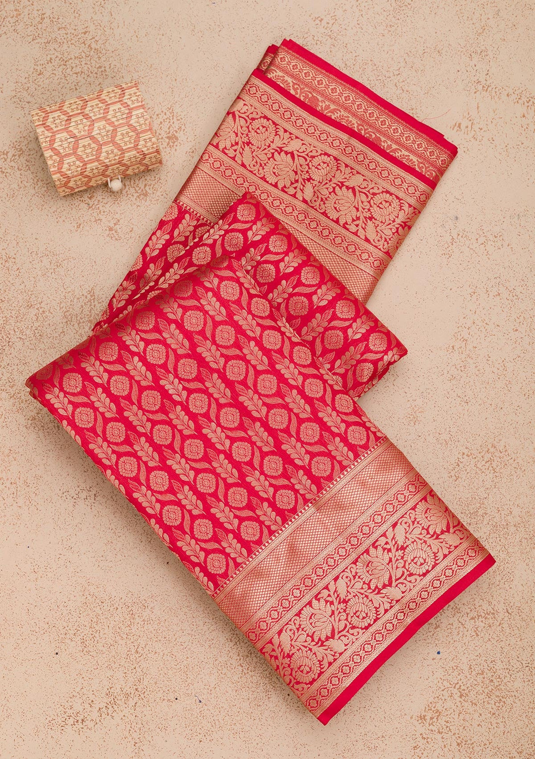 Red Zariwork Pure Silk Saree-Koskii