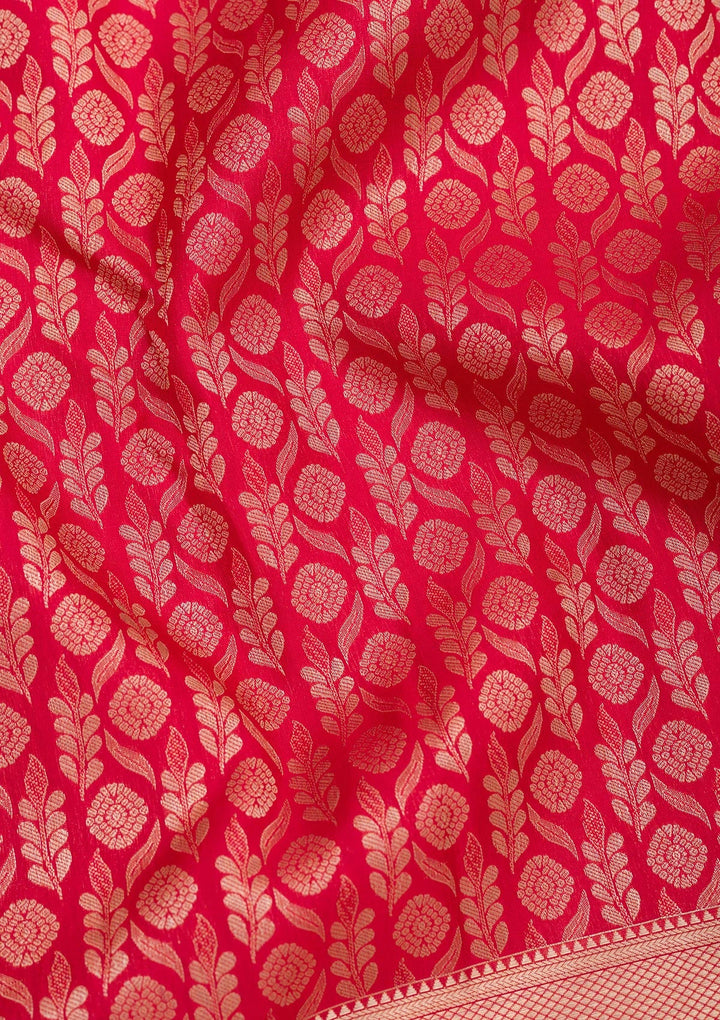Red Zariwork Pure Silk Saree-Koskii