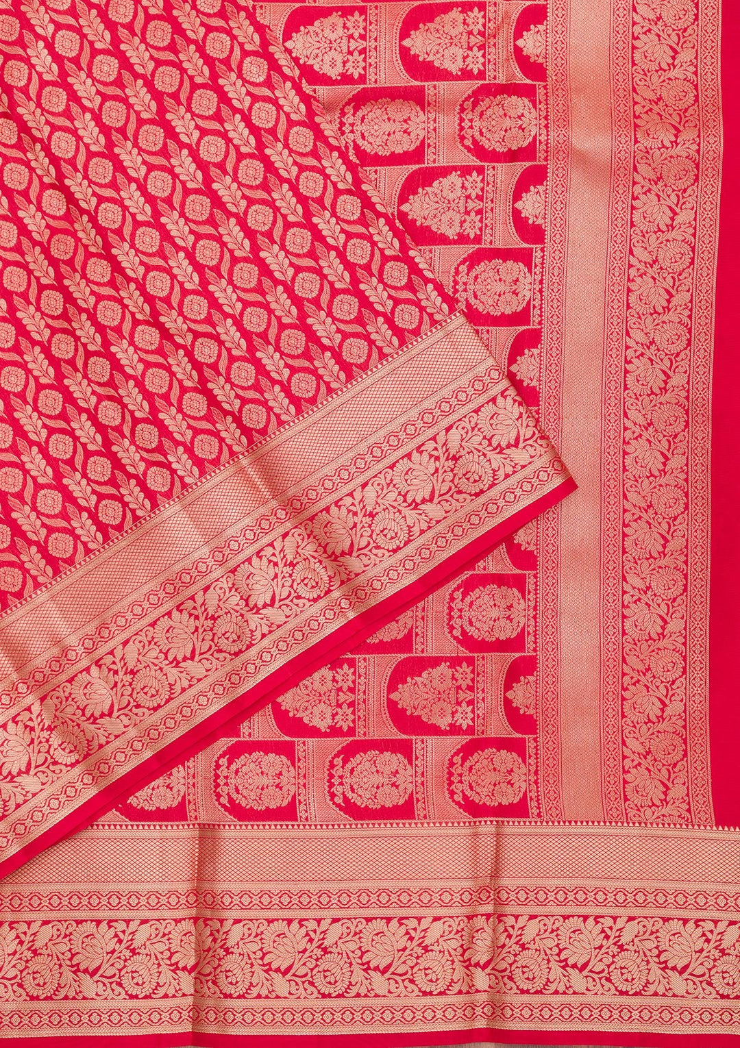 Red Zariwork Pure Silk Saree-Koskii