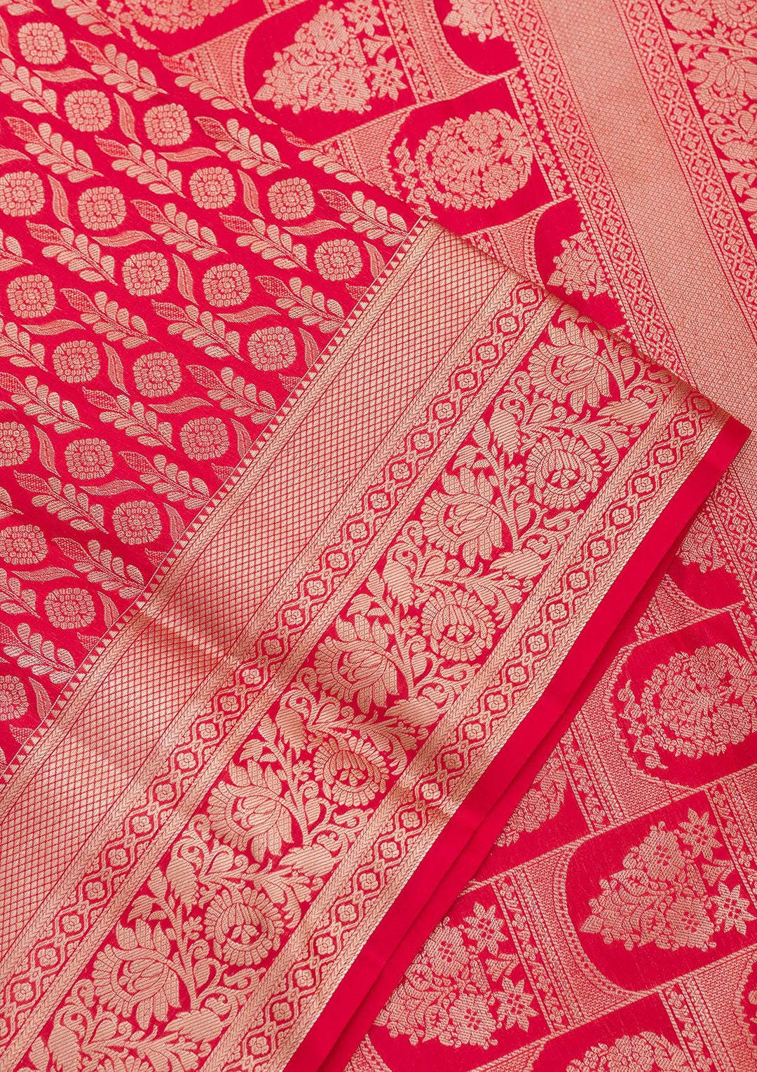 Red Zariwork Pure Silk Saree-Koskii