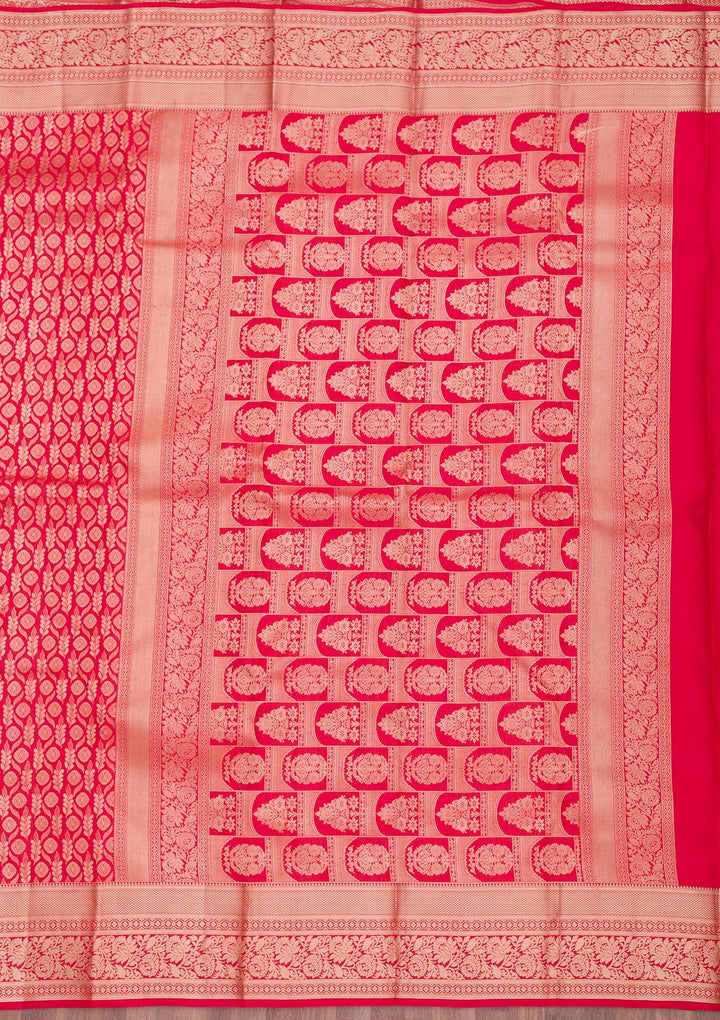 Red Zariwork Pure Silk Saree-Koskii