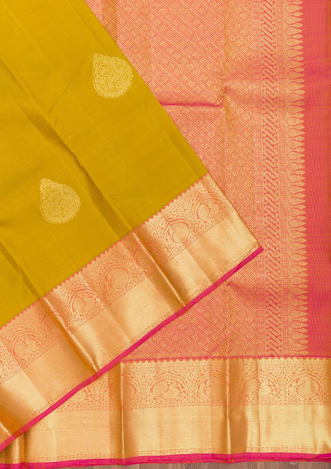 Mehendi Zariwork Pure Silk Saree-Koskii