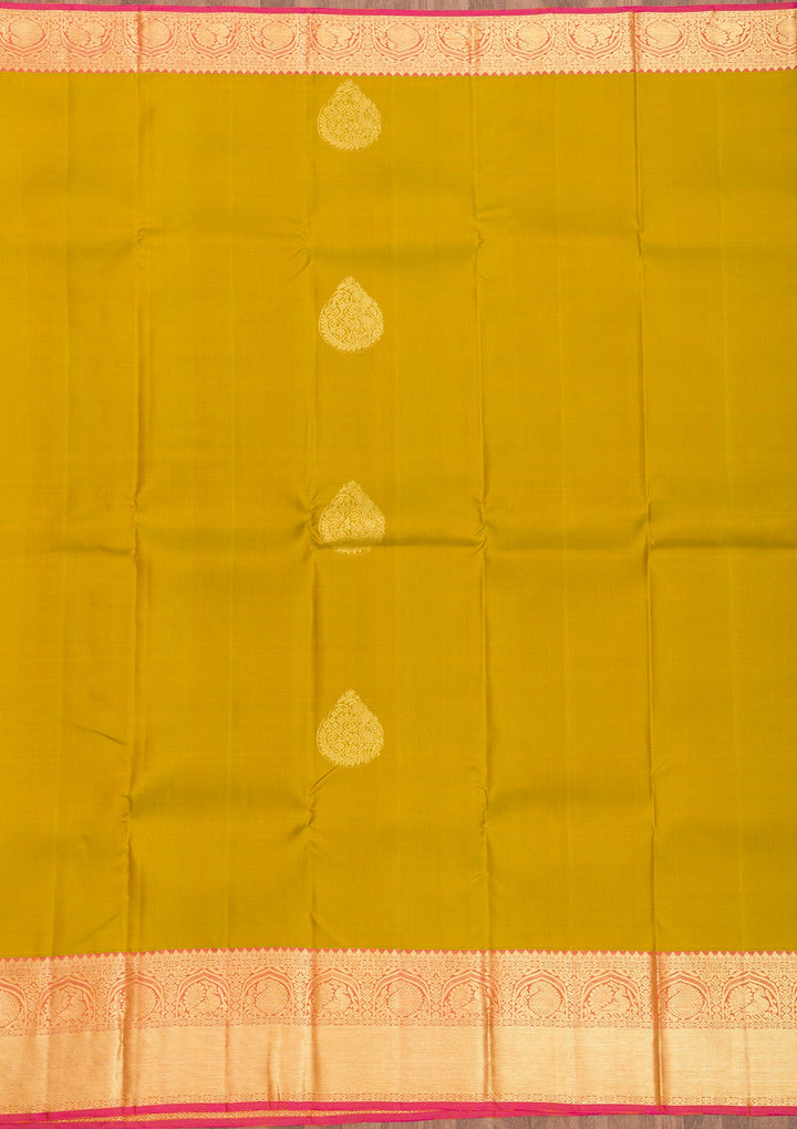 Mehendi Zariwork Pure Silk Saree-Koskii