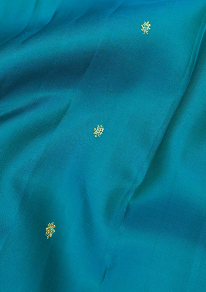 Turquoise Blue Zariwork Pure Silk Saree-Koskii