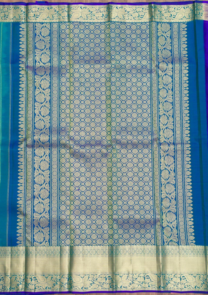 Turquoise Blue Zariwork Pure Silk Saree-Koskii