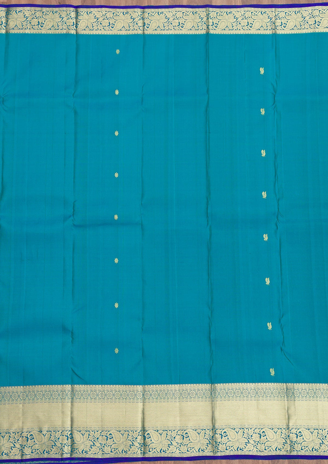 Turquoise Blue Zariwork Pure Silk Saree-Koskii