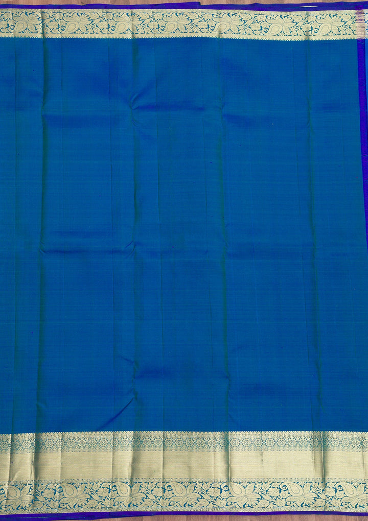 Turquoise Blue Zariwork Pure Silk Saree-Koskii