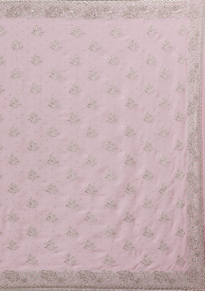 Baby Pink Silver Stonework Georgette Saree-Koskii