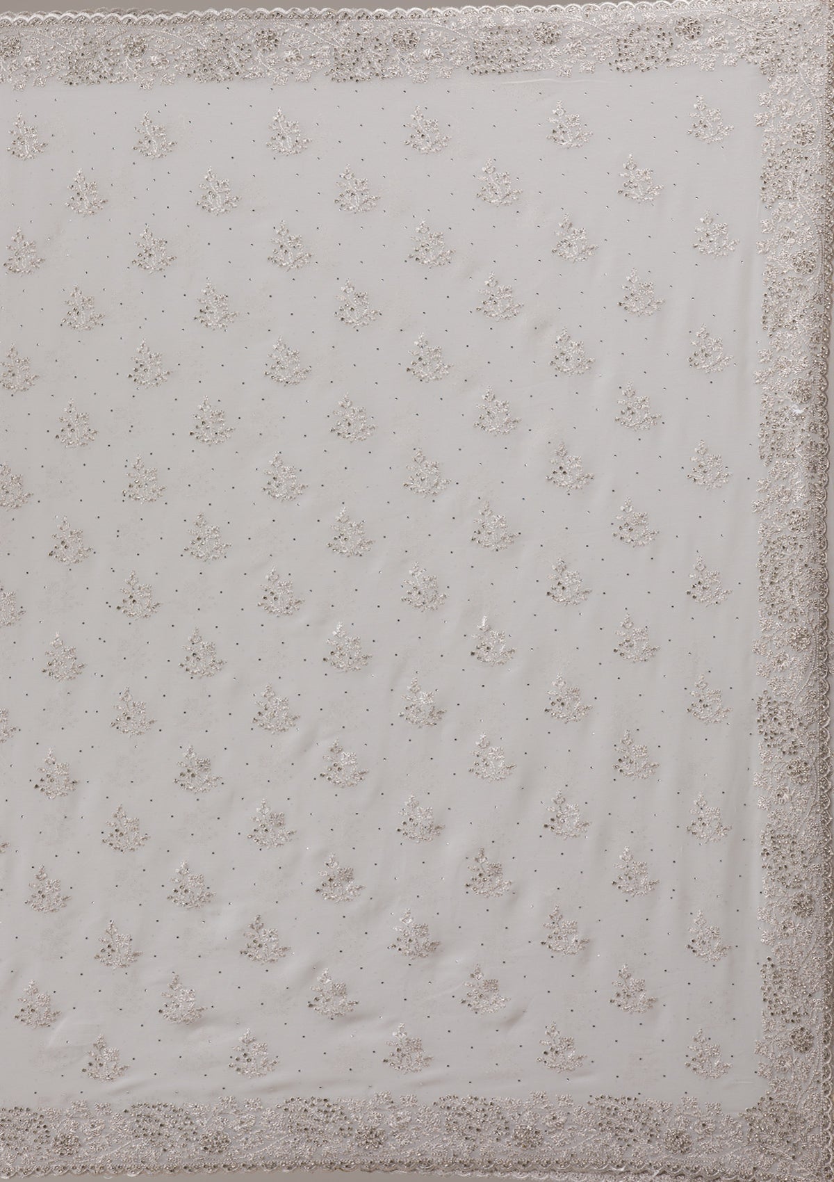 Light Grey Silver Stonework Georgette Saree-Koskii
