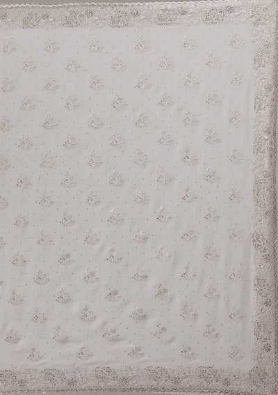 Light Grey Silver Stonework Georgette Saree-Koskii