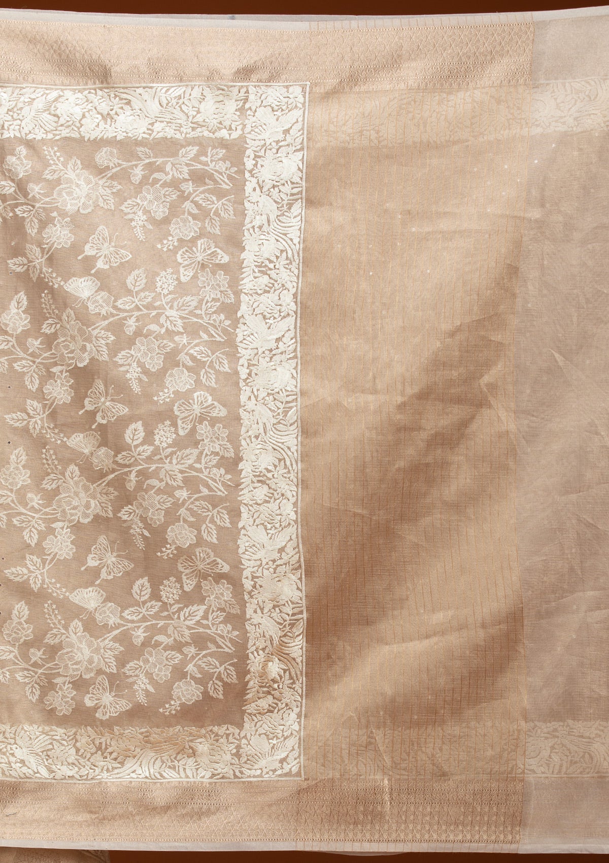 Gold Silver Zariwork Tissue Saree-Koskii