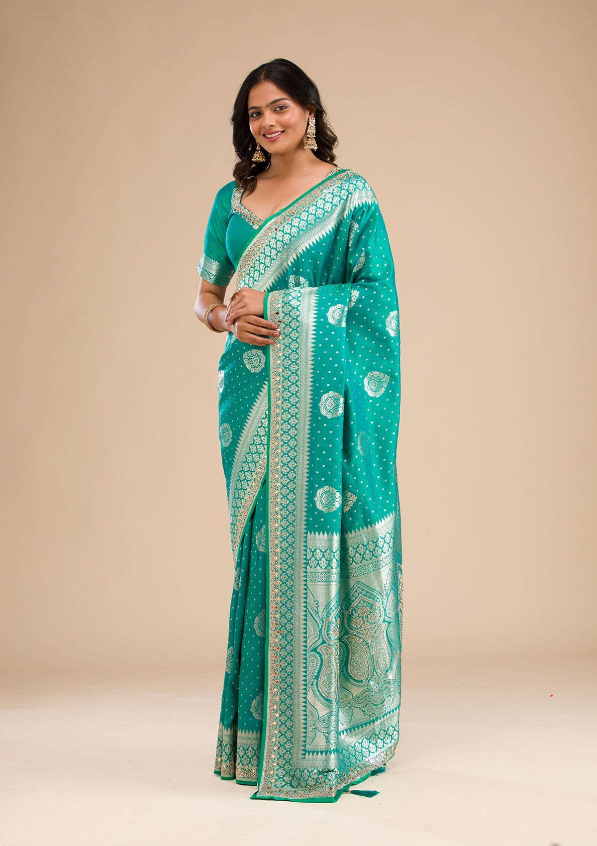 Rama Green Zariwork Banarasi Silk Saree