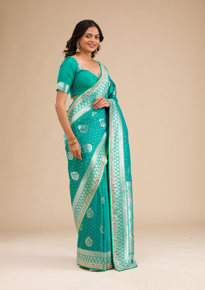 Rama Green Zariwork Banarasi Silk Saree