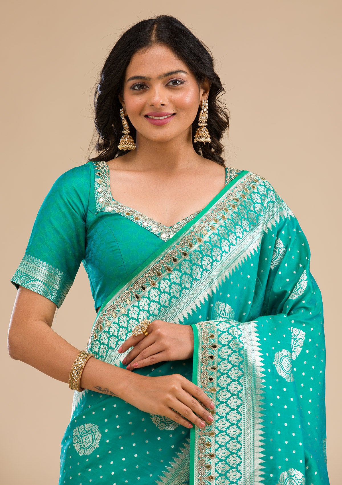 Rama Green Zariwork Banarasi Silk Saree