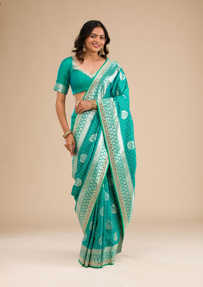 Rama Green Zariwork Banarasi Silk Saree