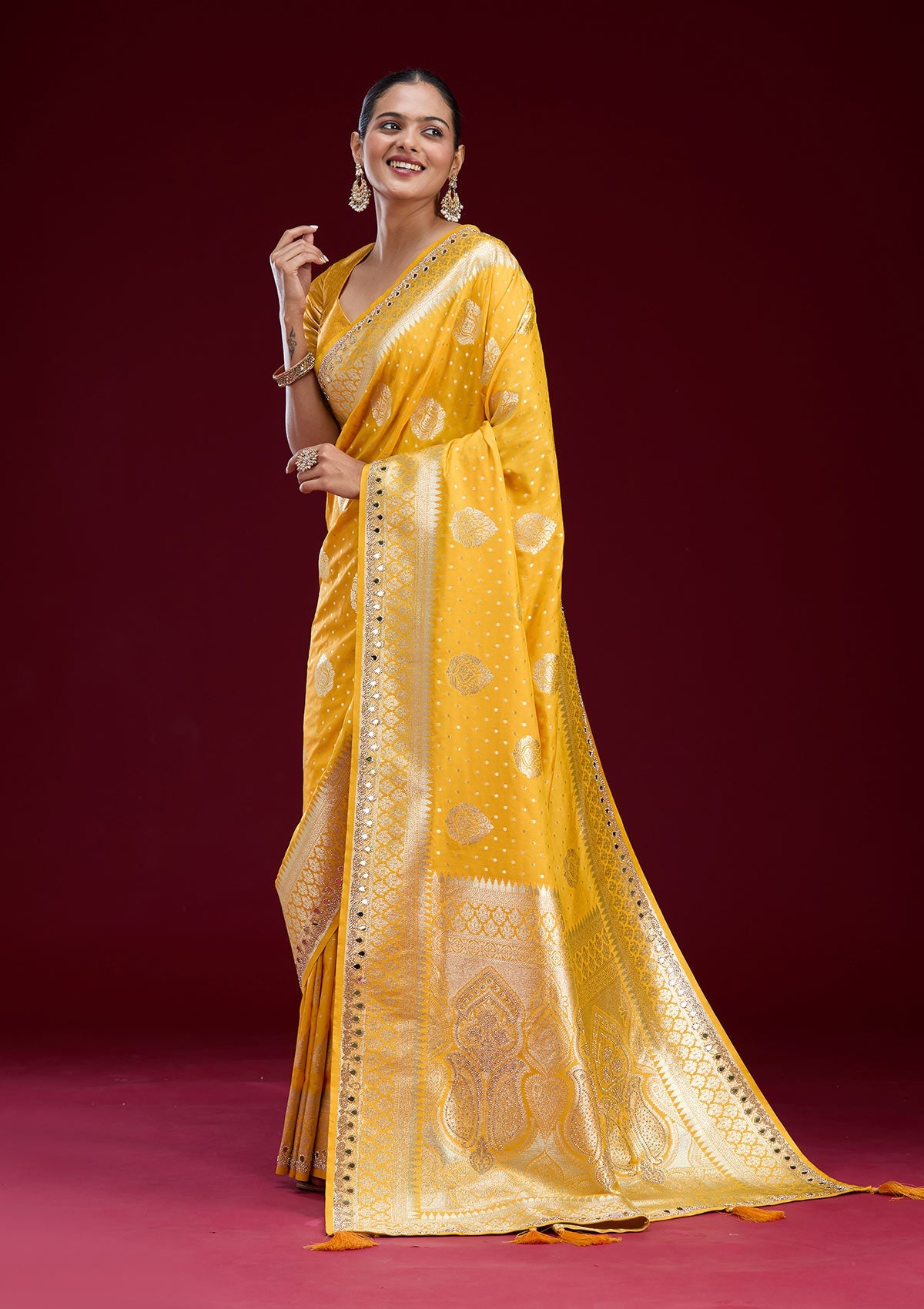 Pink Sequins Tissue Saree-Koskii