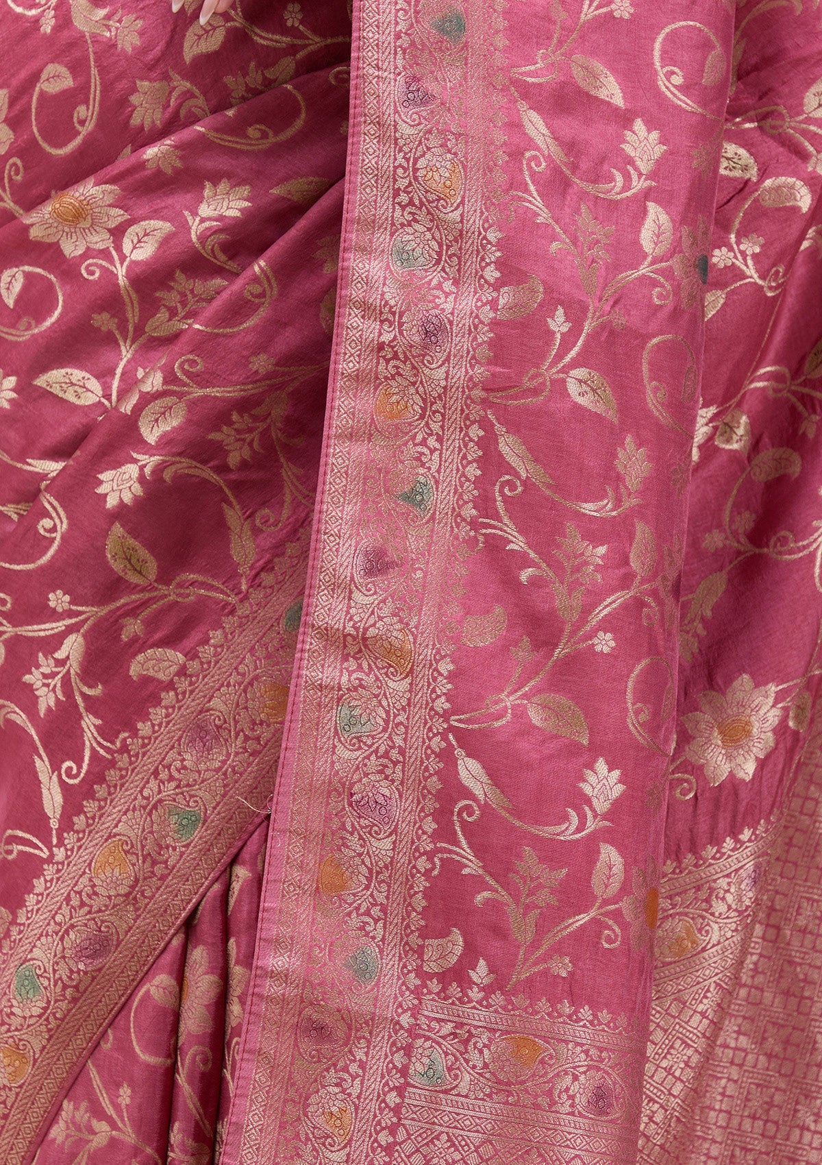 Peach Zariwork (Gold) Banarasi Silk Saree-koskii