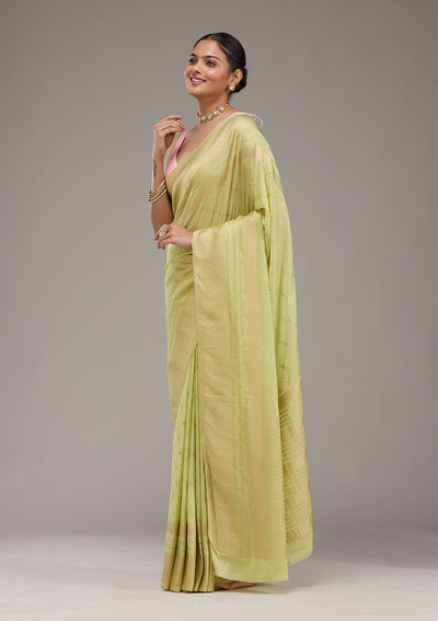 Pista Green Zariwork Georgette Saree-Koskii