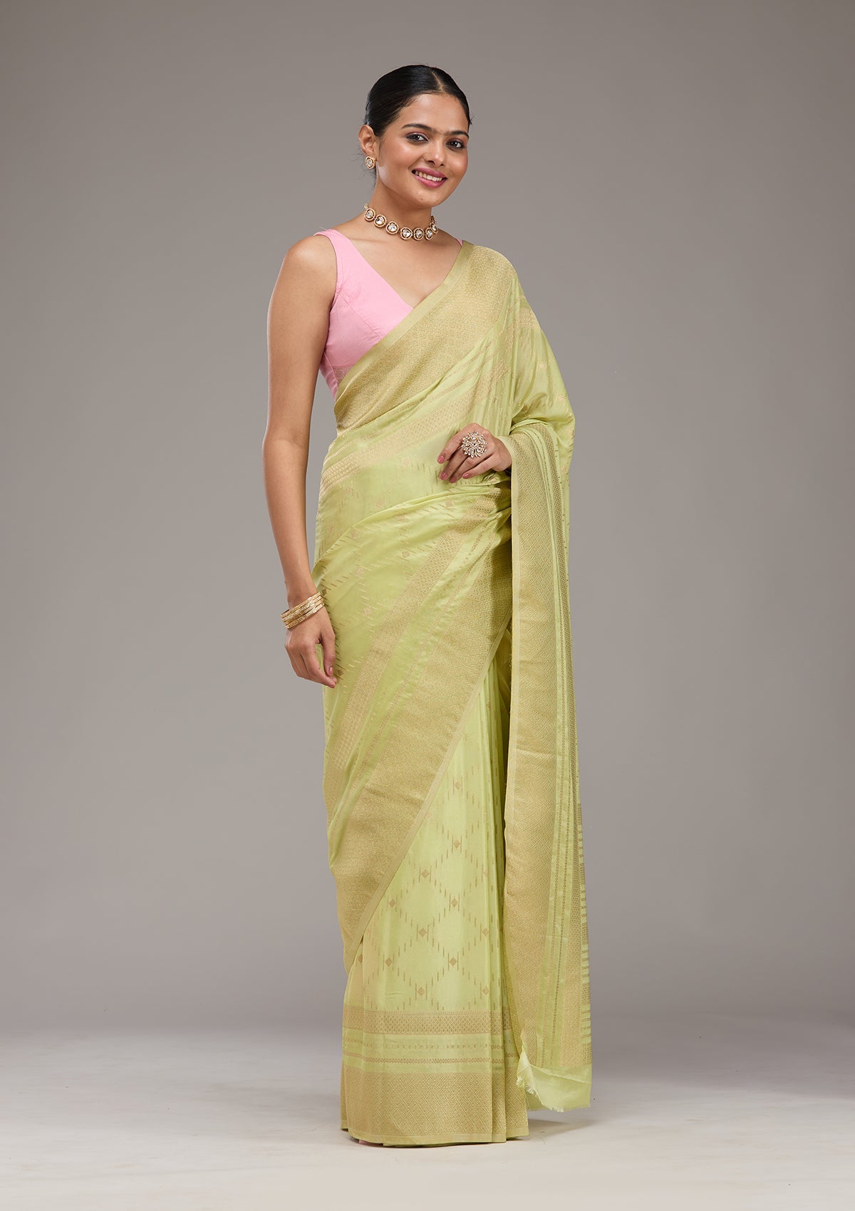 Pista Green Zariwork Georgette Saree-Koskii