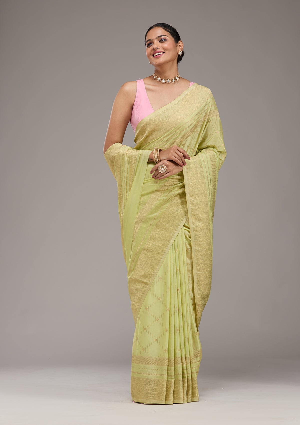 Pista Green Zariwork Georgette Saree-Koskii