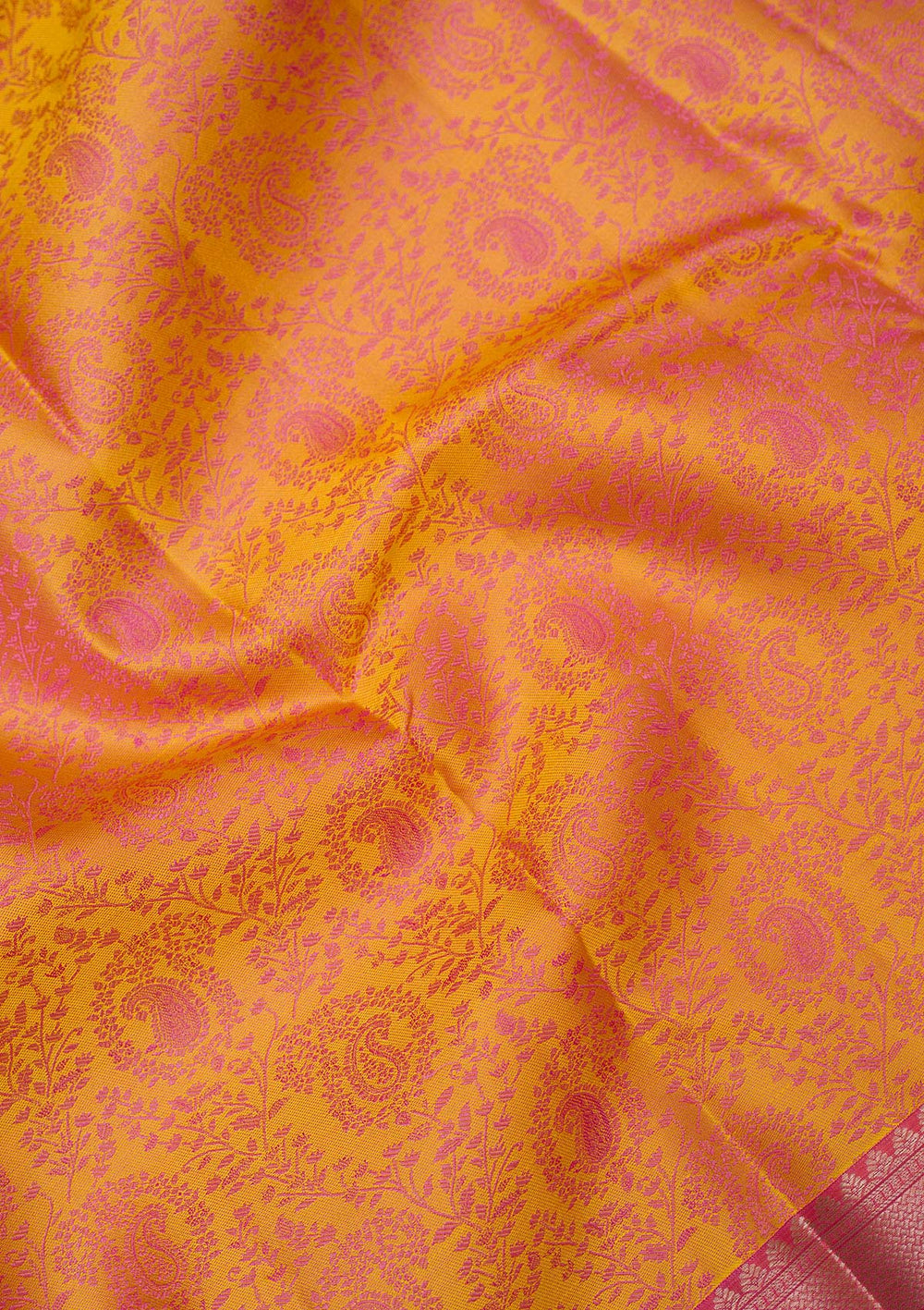 Mustard Zariwork Pure Silk Saree-koskii