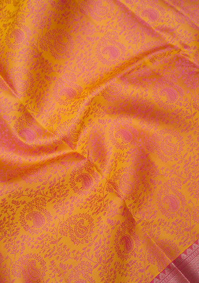 Mustard Zariwork Pure Silk Saree-koskii