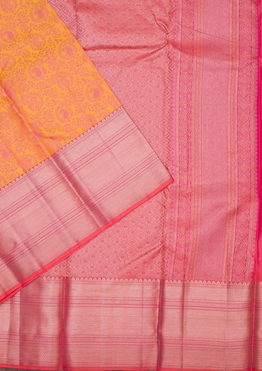 Mustard Zariwork Pure Silk Saree-koskii