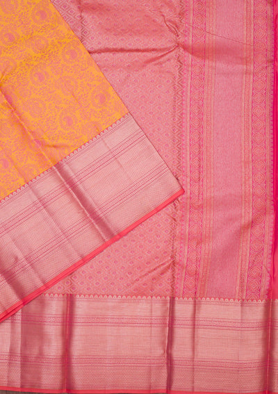 Mustard Zariwork Pure Silk Saree-koskii