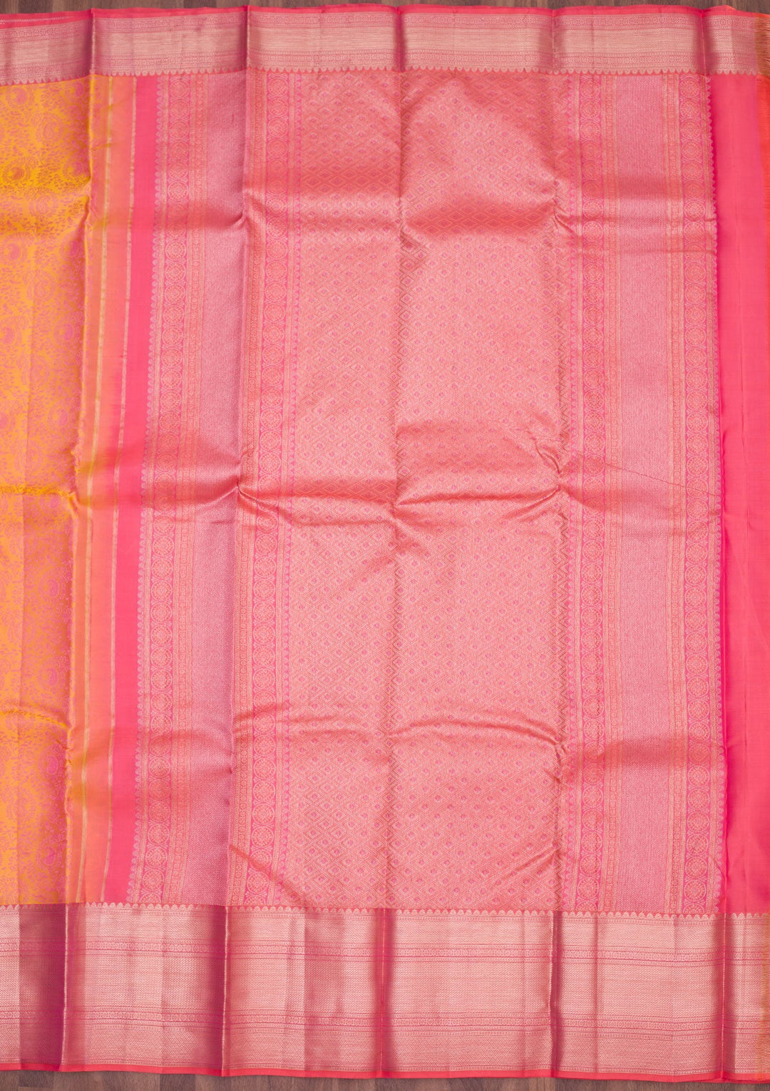 Mustard Zariwork Pure Silk Saree-koskii