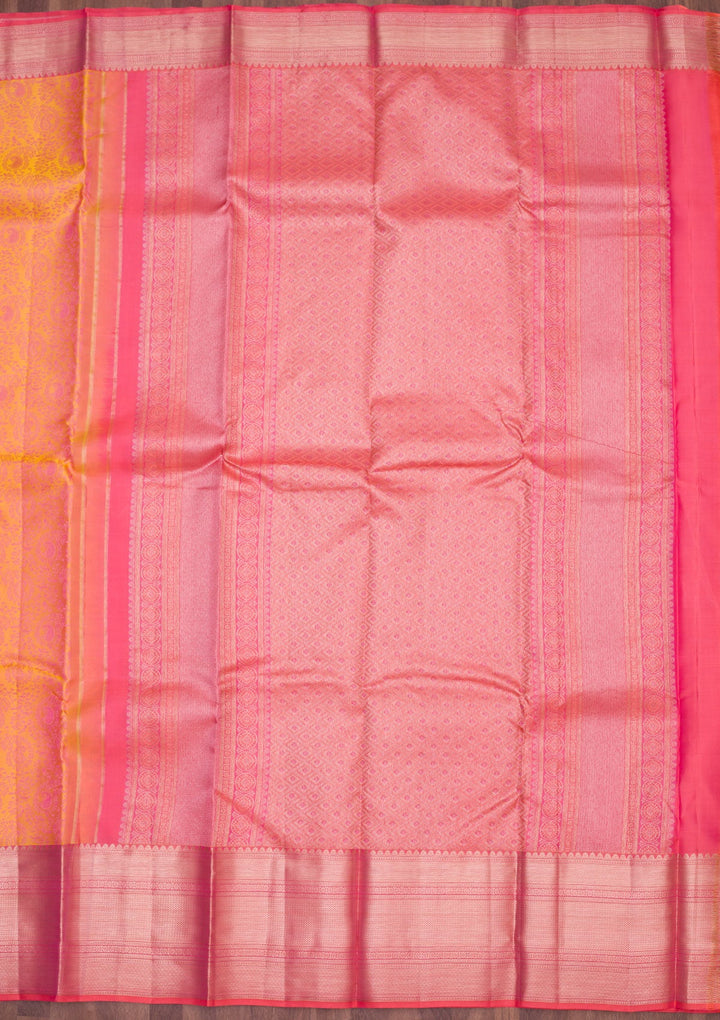 Mustard Zariwork Pure Silk Saree-koskii