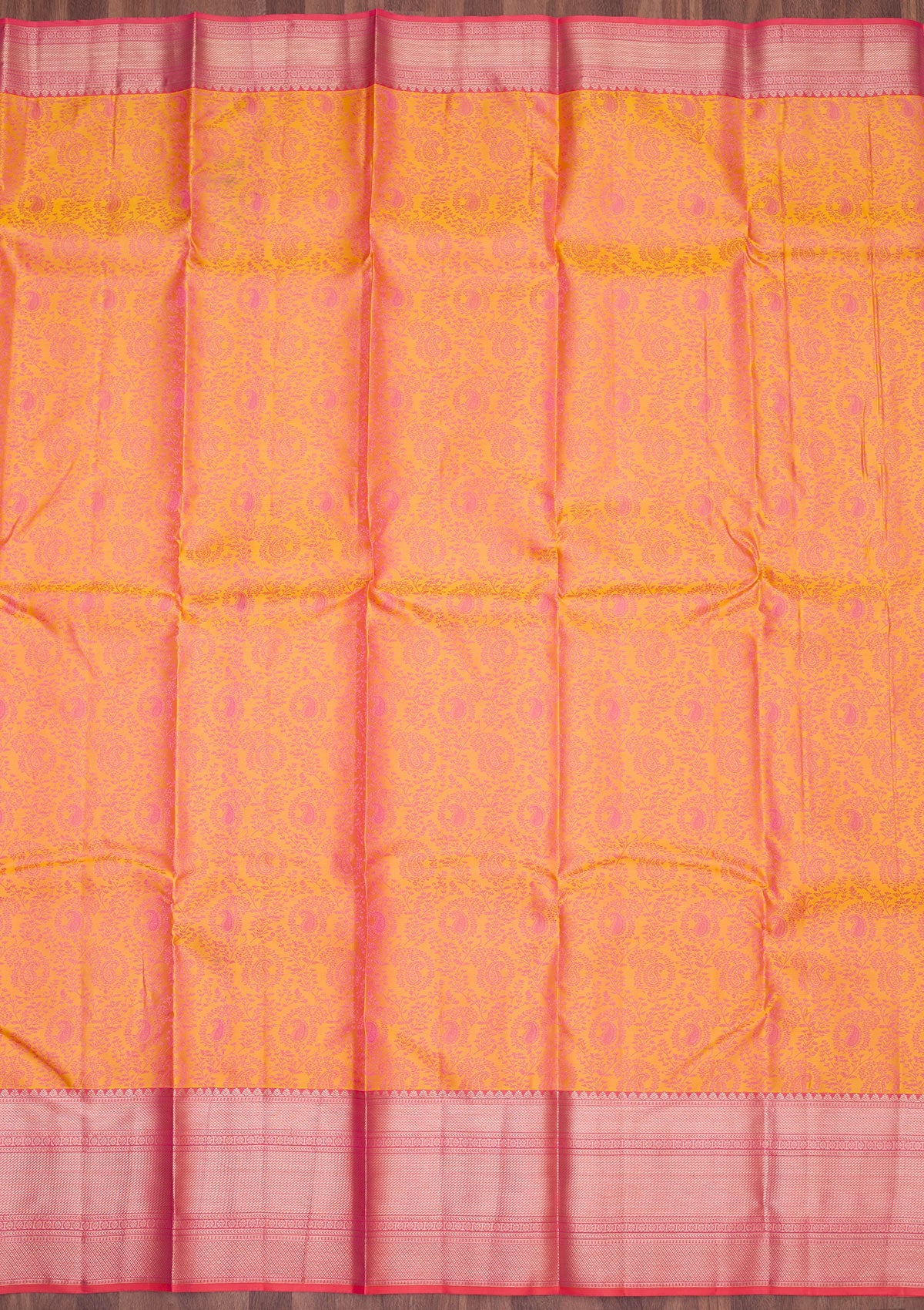 Mustard Zariwork Pure Silk Saree-koskii