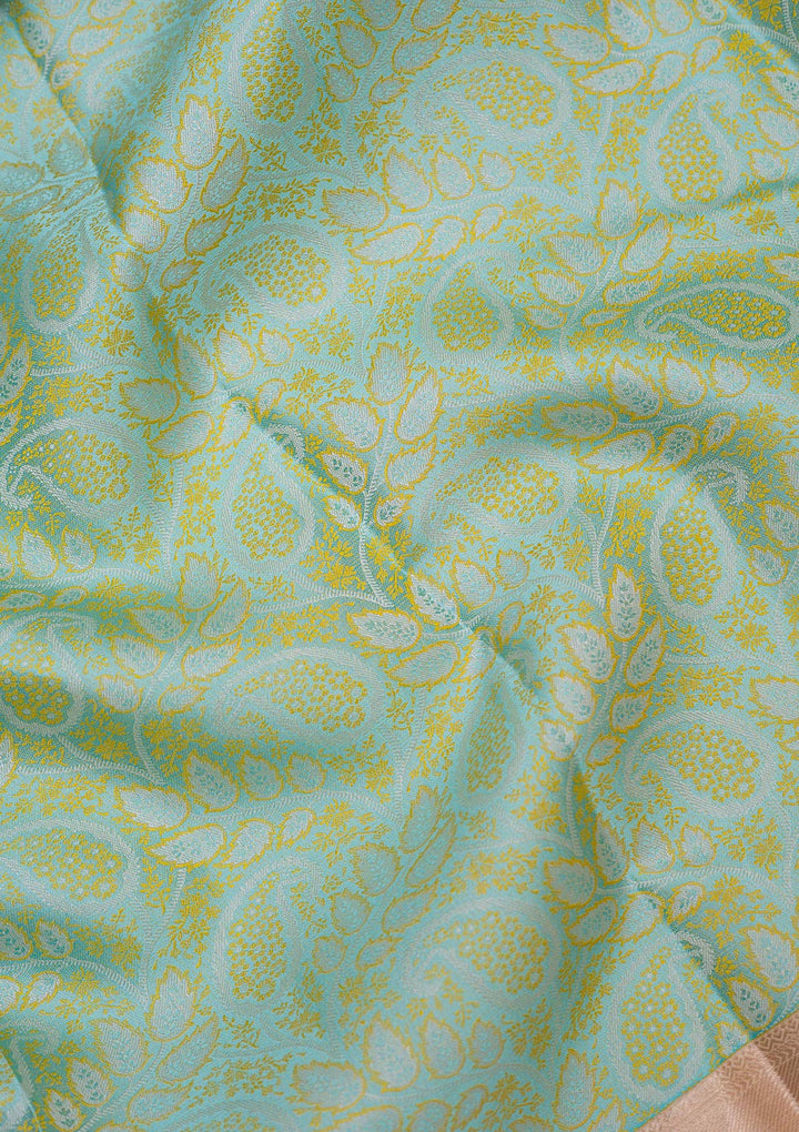 Sea Green Zariwork Pure Silk Saree-koskii