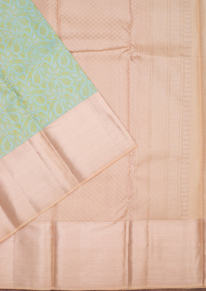 Sea Green Zariwork Pure Silk Saree-koskii