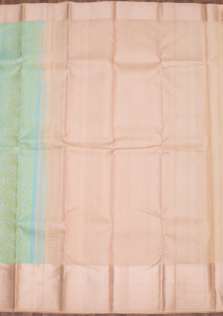 Sea Green Zariwork Pure Silk Saree-koskii