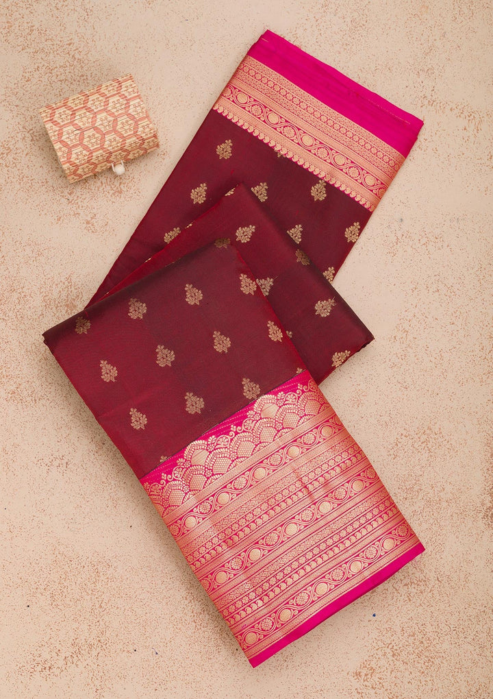 Brown Zariwork Pure Silk Saree-Koskii