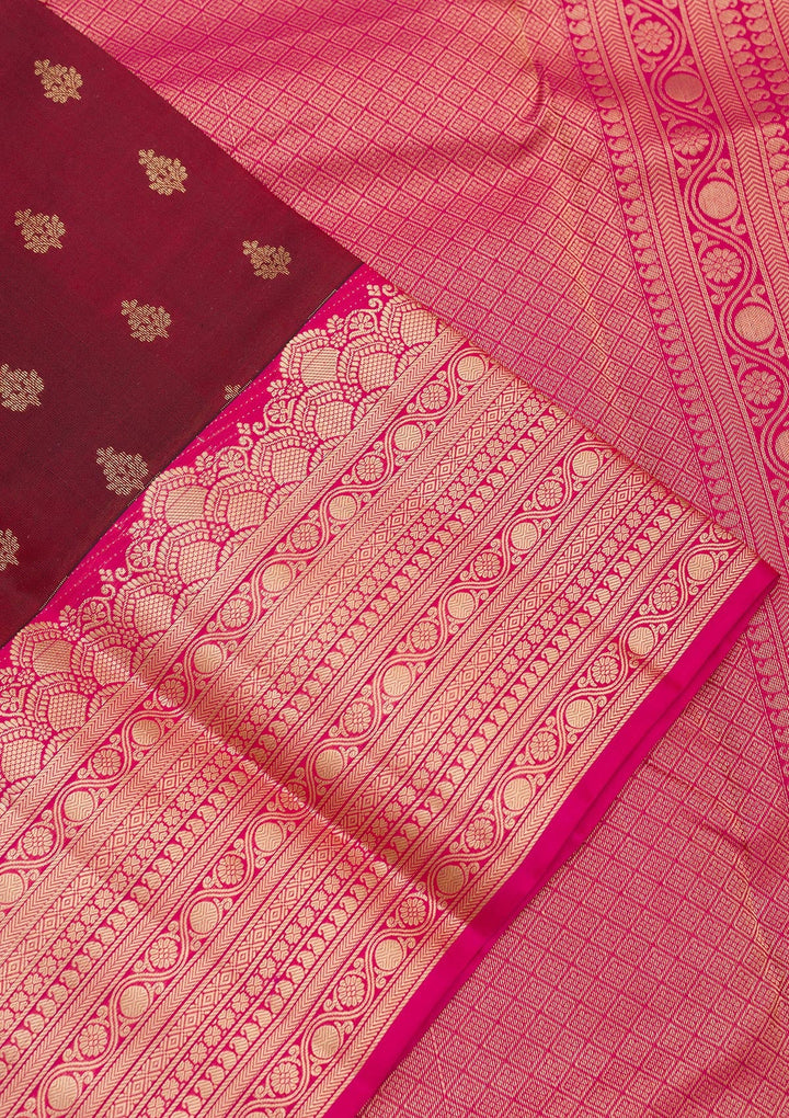 Brown Zariwork Pure Silk Saree-Koskii
