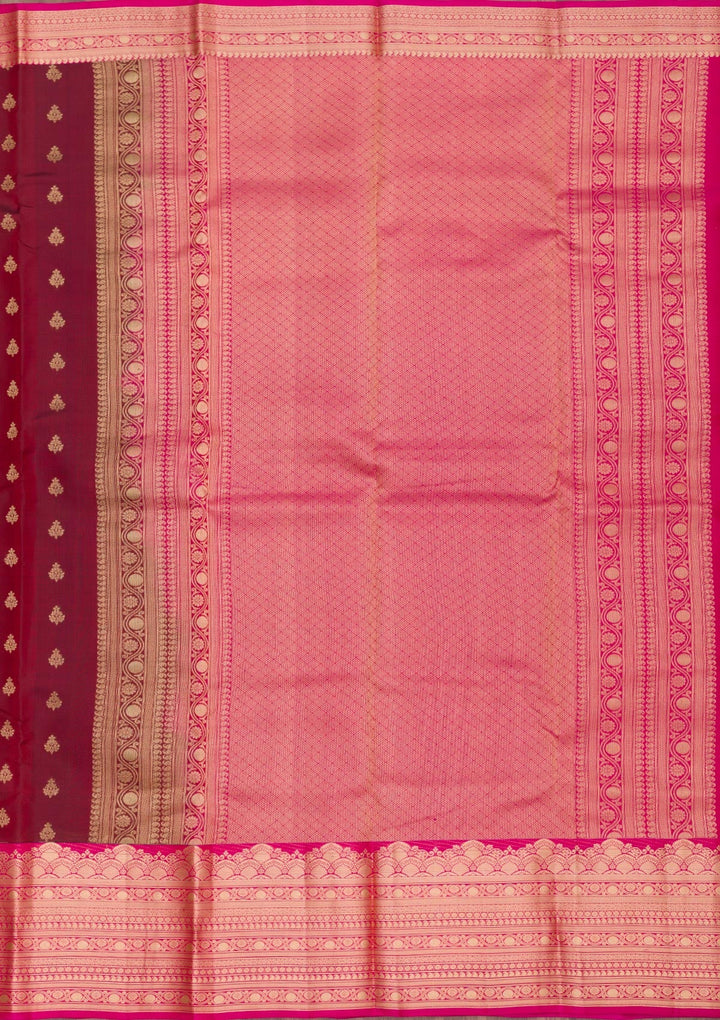 Brown Zariwork Pure Silk Saree-Koskii