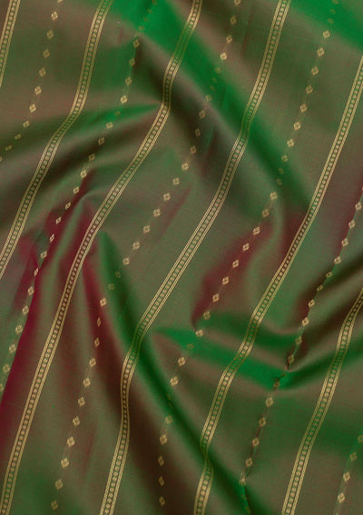 Leaf Green Zariwork Pure Silk Saree-Koskii