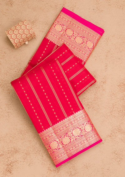 Red Zariwork Pure Silk Saree-Koskii