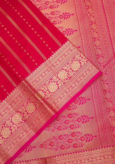 Red Zariwork Pure Silk Saree-Koskii