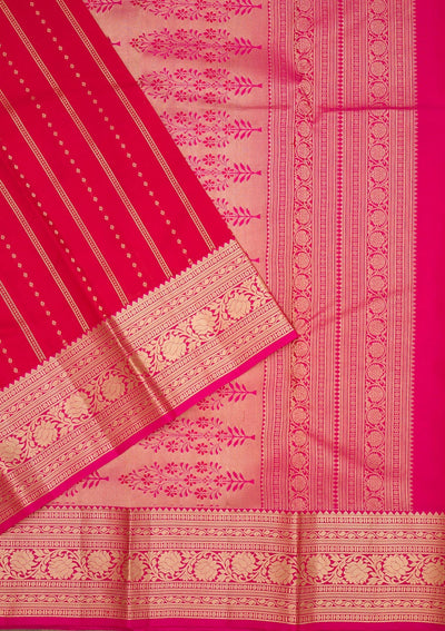 Red Zariwork Pure Silk Saree-Koskii