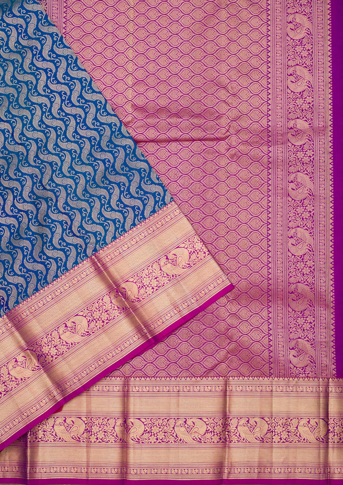 Royal Blue Zariwork Pure Silk Saree-Koskii