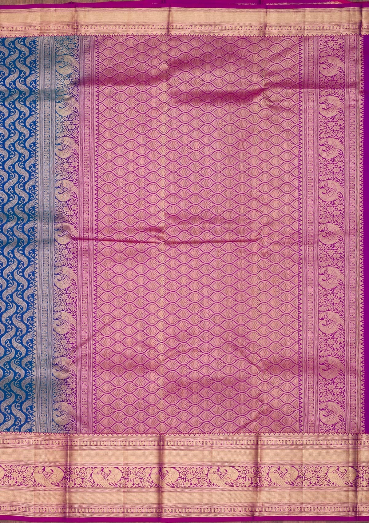 Royal Blue Zariwork Pure Silk Saree-Koskii