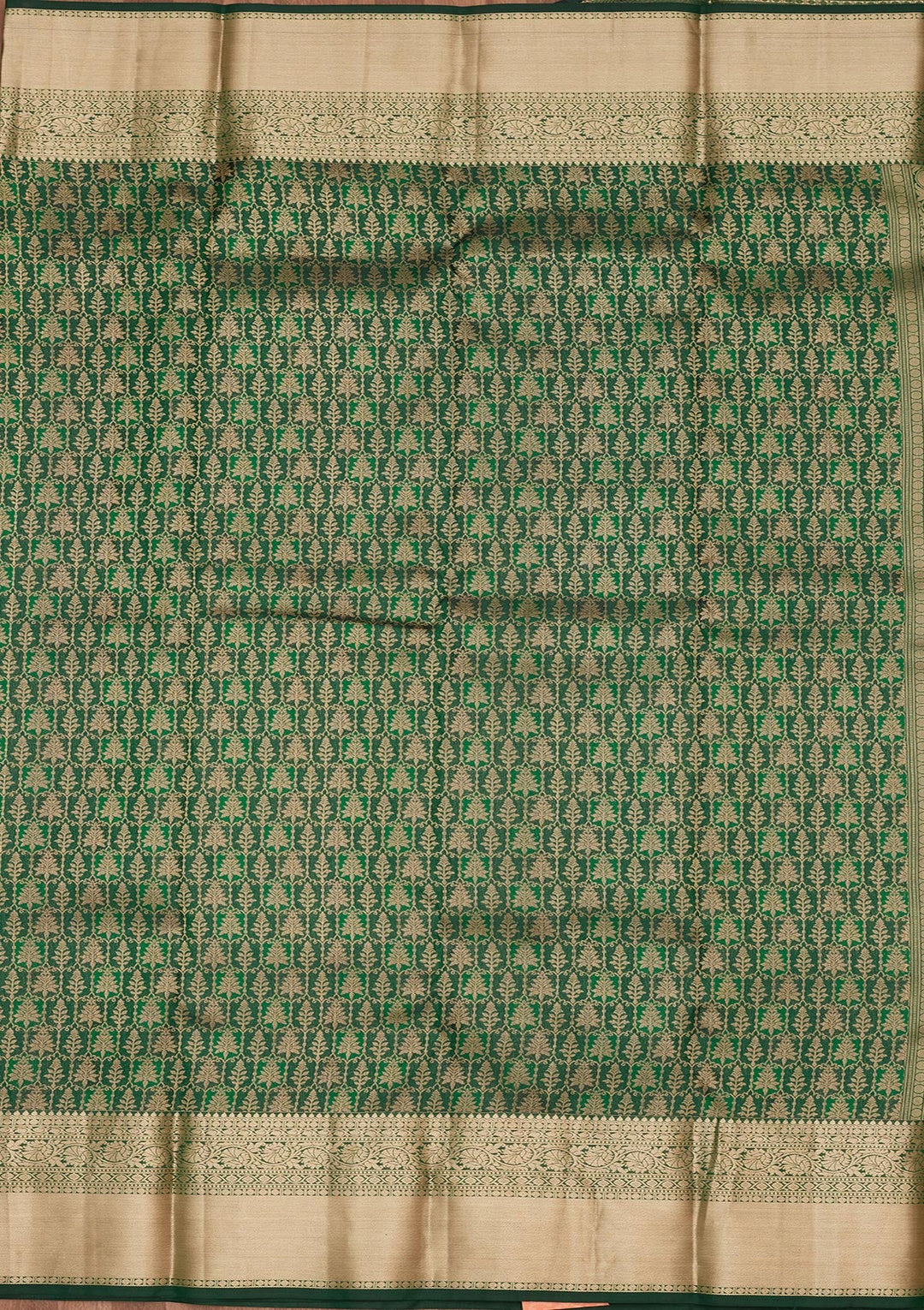 Bottle Green Zariwork Pure Silk Saree-koskii